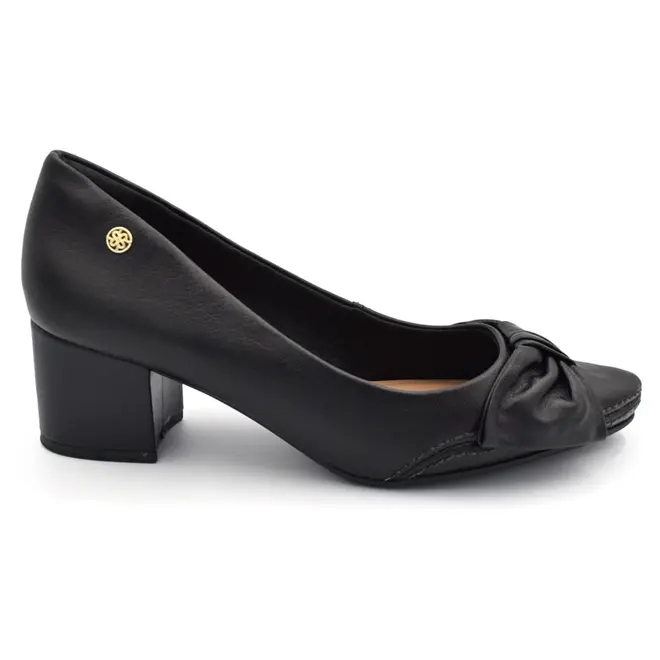 Scarpin de Couro e Salto Bloco Total Comfort Ramarim Preto 2662103