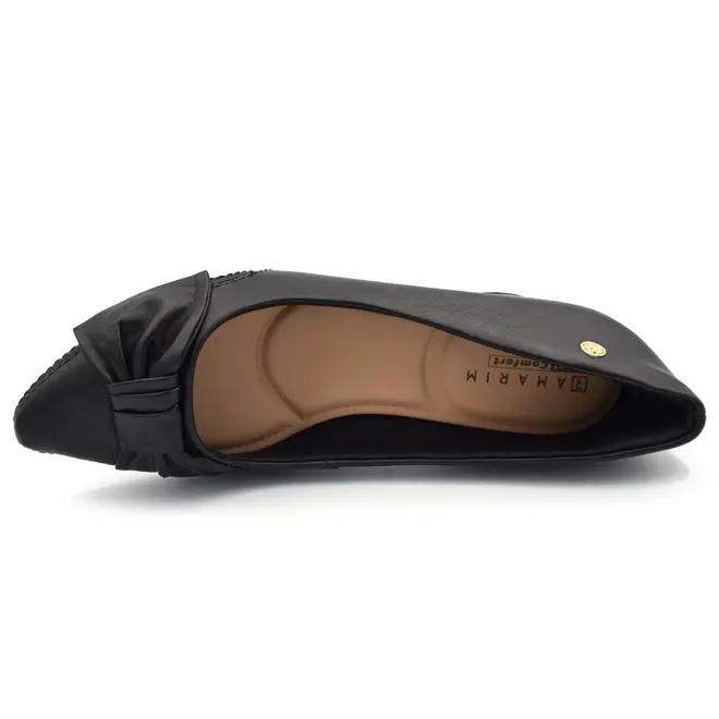 Scarpin de Couro e Salto Bloco Total Comfort Ramarim Preto 2662103
