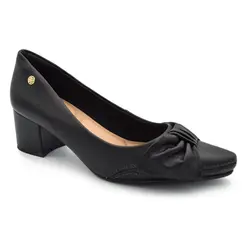Scarpin de Couro e Salto Bloco Total Comfort Ramarim Preto 2662103