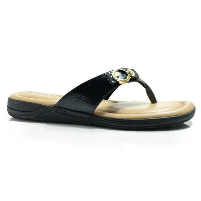 Sandália Rasteira Feminina Comfortflex Preto 2580402