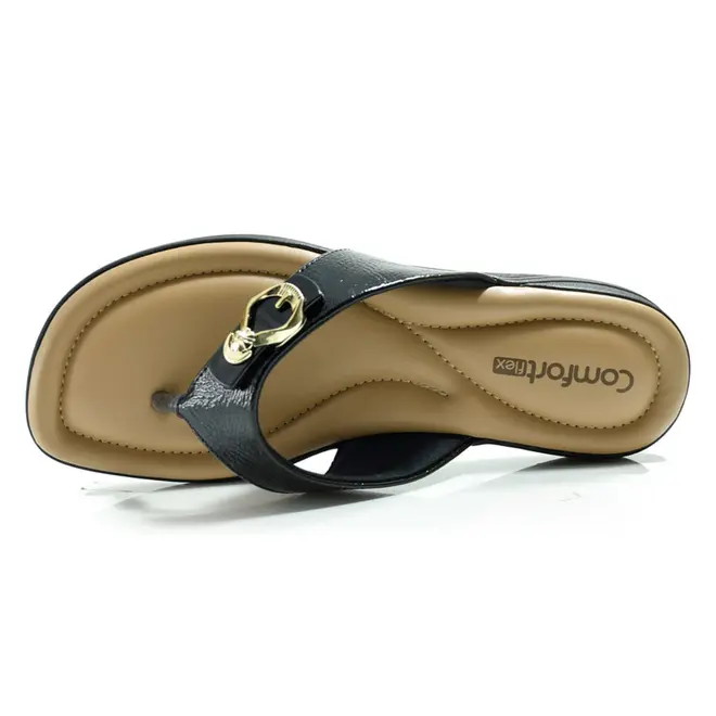 Sandália Rasteira Feminina Comfortflex Preto 2580402