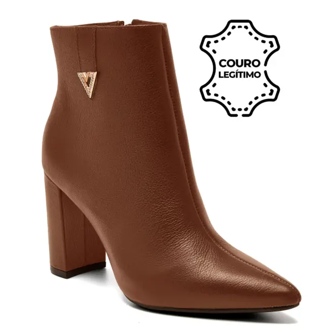 Bota de Couro e Cano Curto Feminina Via Marte Marrom 063-016-01