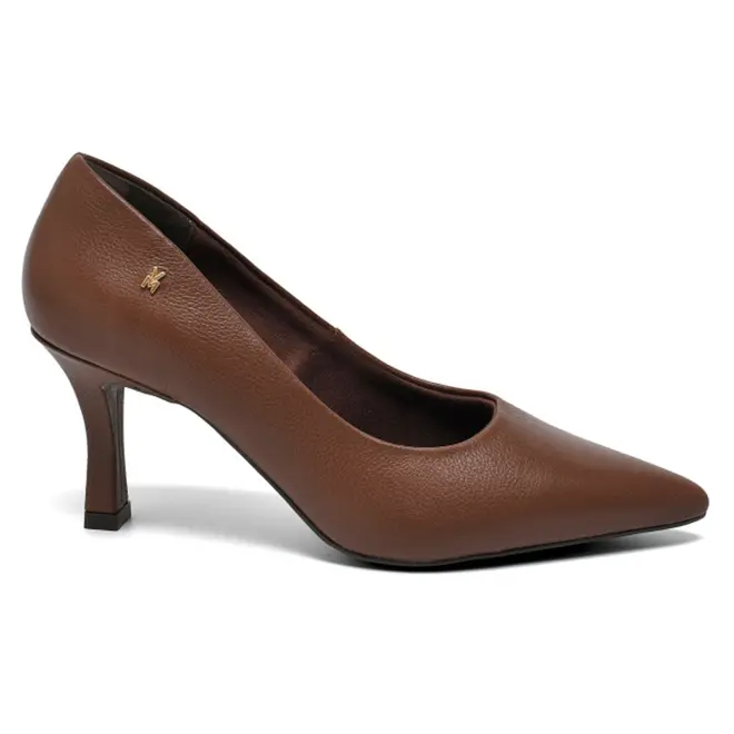 Scarpin de Couro e Salto Feminino Via Marte Marrom 350-002-01