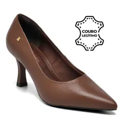 Scarpin de Couro e Salto Feminino Via Marte Marrom 350-002-01