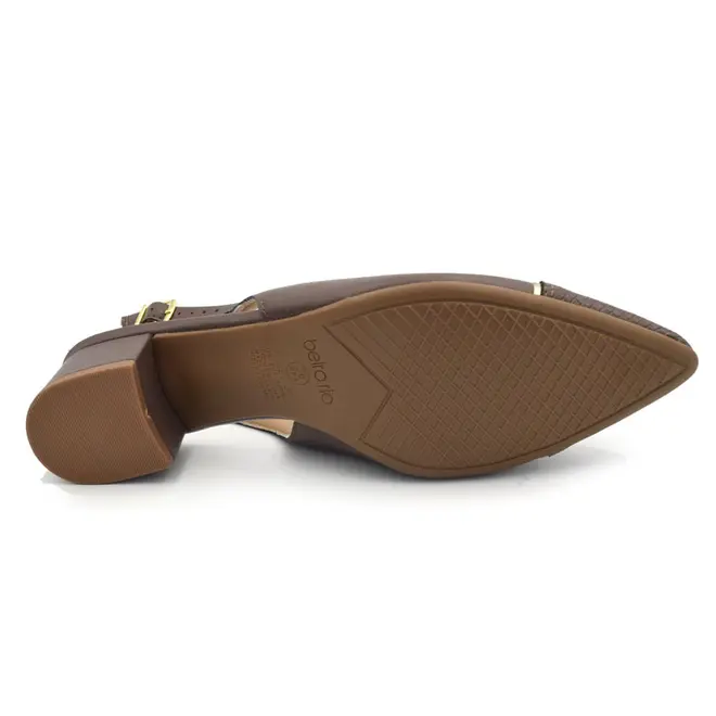 Scarpin Slingback com Salto Bloco Beira Rio Marrom 4182.237.31081