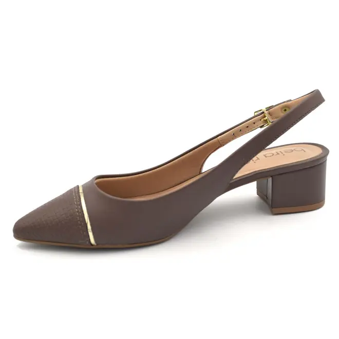 Scarpin Slingback com Salto Bloco Beira Rio Marrom 4182.237.31081