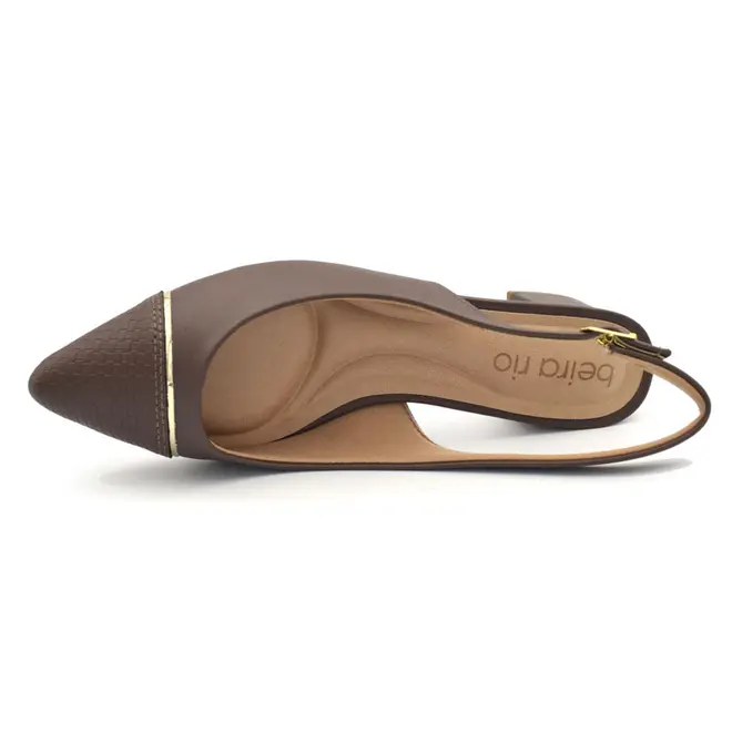 Scarpin Slingback com Salto Bloco Beira Rio Marrom 4182.237.31081