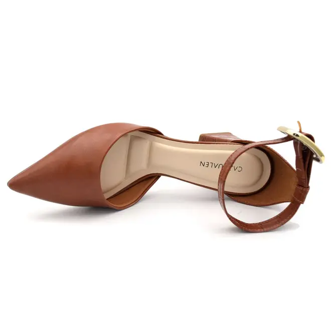 Scarpin de Salto Bloco Feminino Cazzualen Marrom T7012-024