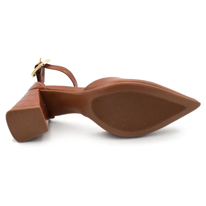 Scarpin de Salto Bloco Feminino Cazzualen Marrom T7012-024