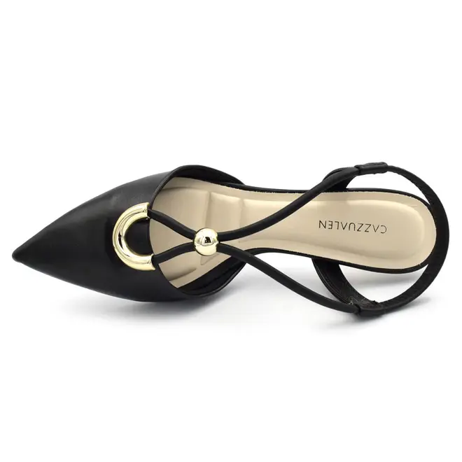 Scarpin Slingback Feminino Cazzualen Preto T3814-395