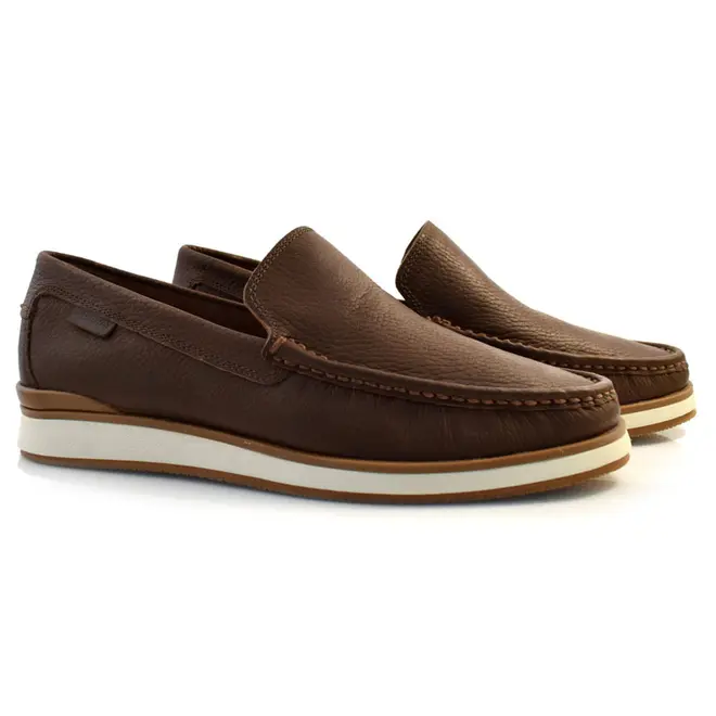 Mocassim Masculino de Couro Free Way Marrom LUCA01