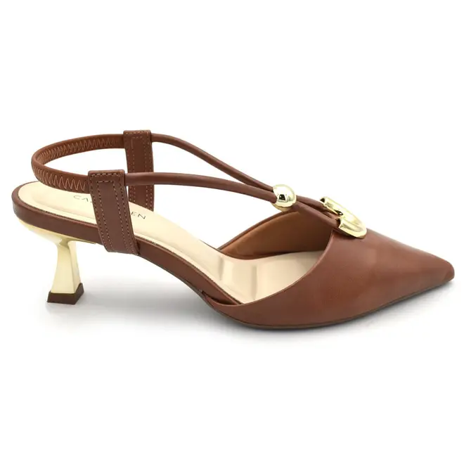 Scarpin Slingback Feminino Cazzualen Marrom T3814-395