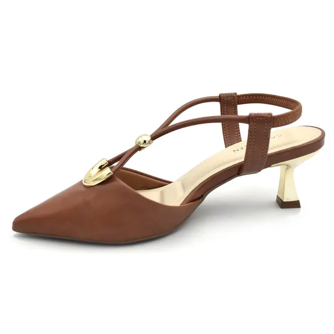 Scarpin Slingback Feminino Cazzualen Marrom T3814-395