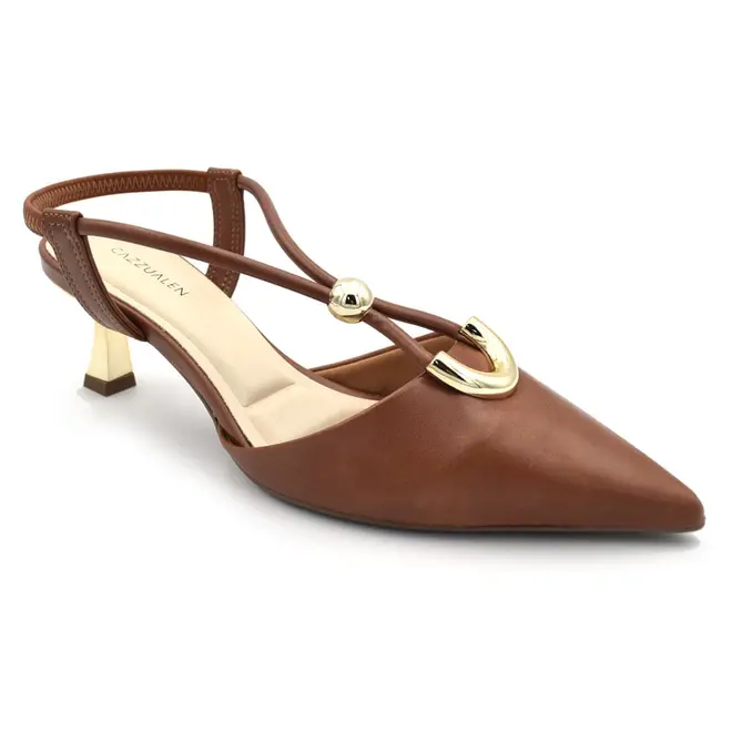 Scarpin Slingback Feminino Cazzualen Marrom T3814-395
