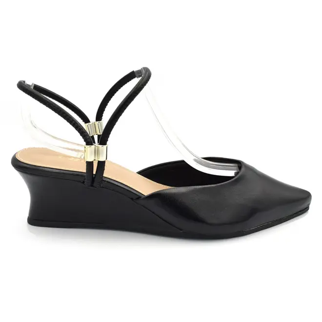 Scarpin Anabela Slingback Cazzualen Preto 33.1148