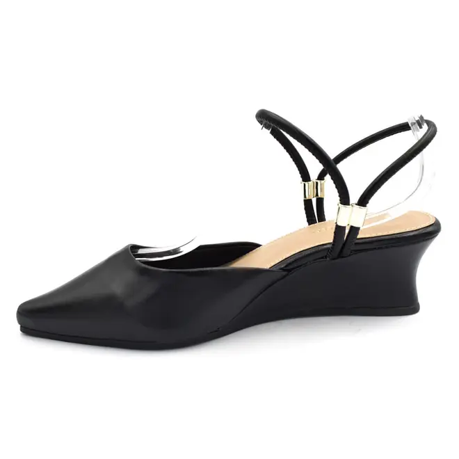 Scarpin Anabela Slingback Cazzualen Preto 33.1148