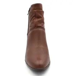 Bota Cano Curto de Couro e Salto Bloco Bottero Marrom 346907