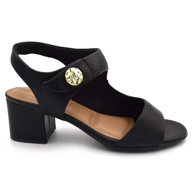 Sandália de Salto Bloco Feminina Comfortflex Preto 2657305