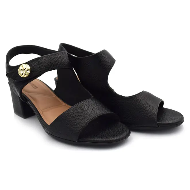 Sandália de Salto Bloco Feminina Comfortflex Preto 2657305