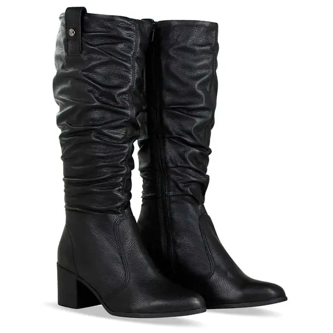 Bota Slouchy de Couro e Cano Alto Bottero Preto 346920