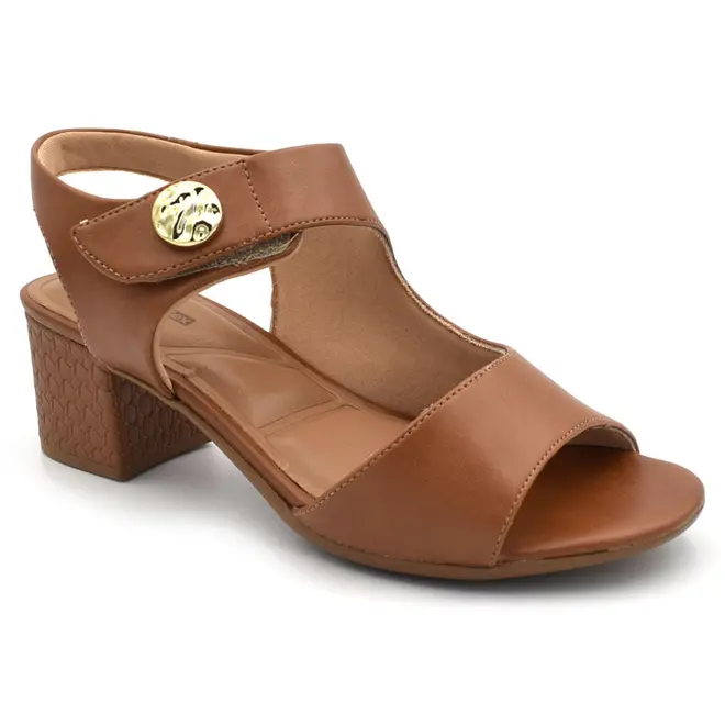 Sandália de Salto Bloco Feminina Comfortflex Marrom 2657305
