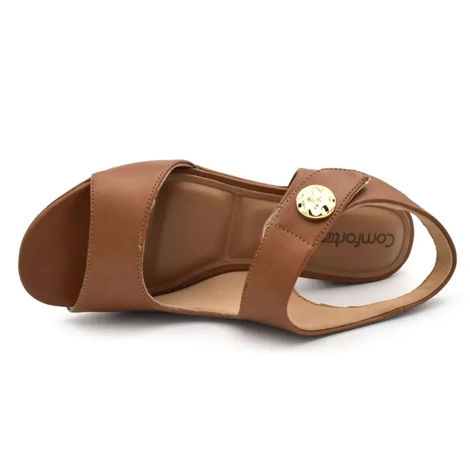 Sandália de Salto Bloco Feminina Comfortflex Marrom 2657305
