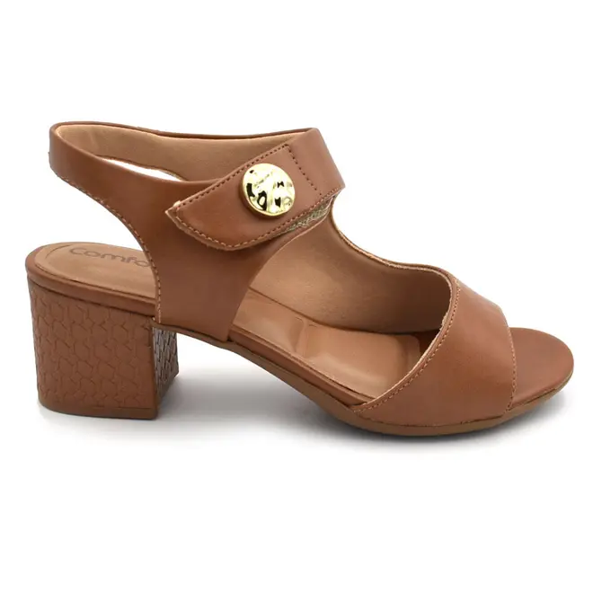 Sandália de Salto Bloco Feminina Comfortflex Marrom 2657305