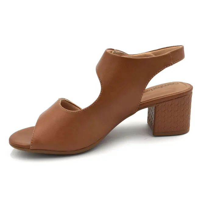 Sandália de Salto Bloco Feminina Comfortflex Marrom 2657305