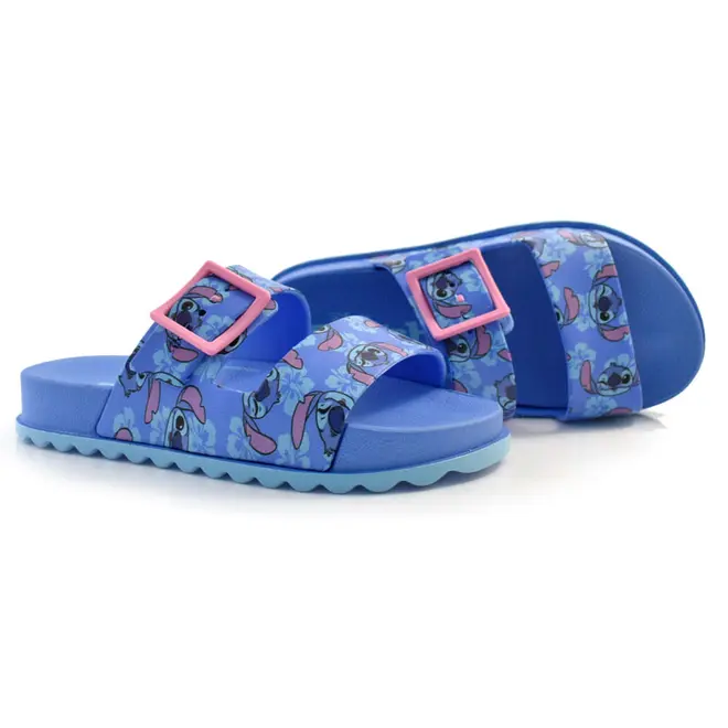 Sandália Rasteira Infantil Stitch Grendene Disney Summer Azul 23198