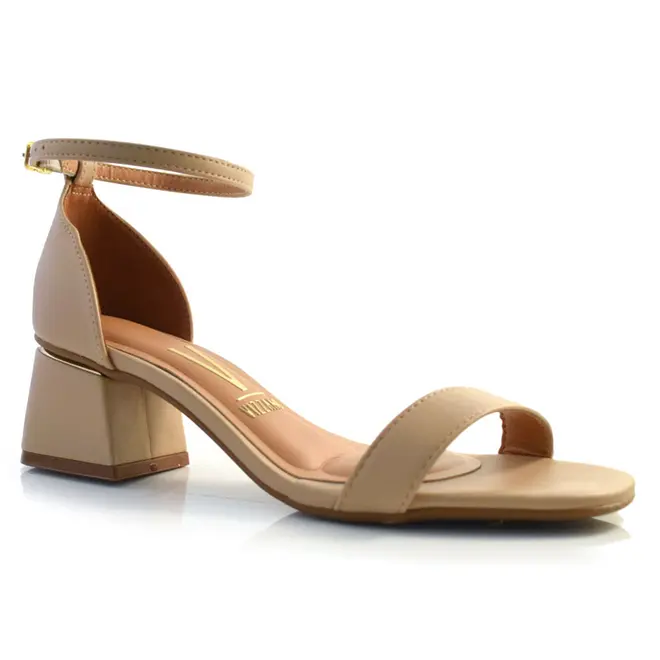 Sandália Feminina com Salto Bloco Vizzano Bege 6428104-7286