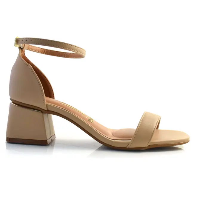 Sandália Feminina com Salto Bloco Vizzano Bege 6428104-7286