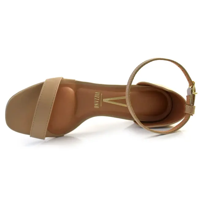 Sandália Feminina com Salto Bloco Vizzano Bege 6428104-7286