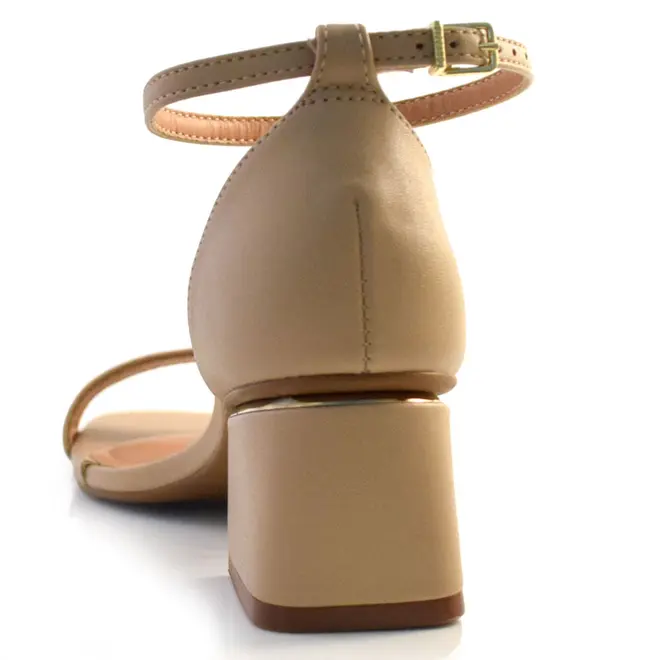 Sandália Feminina com Salto Bloco Vizzano Bege 6428104-7286