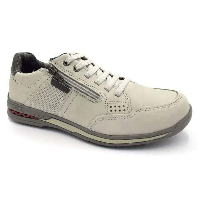 Sapatênis de Couro Masculino Pegada Cinza 114861