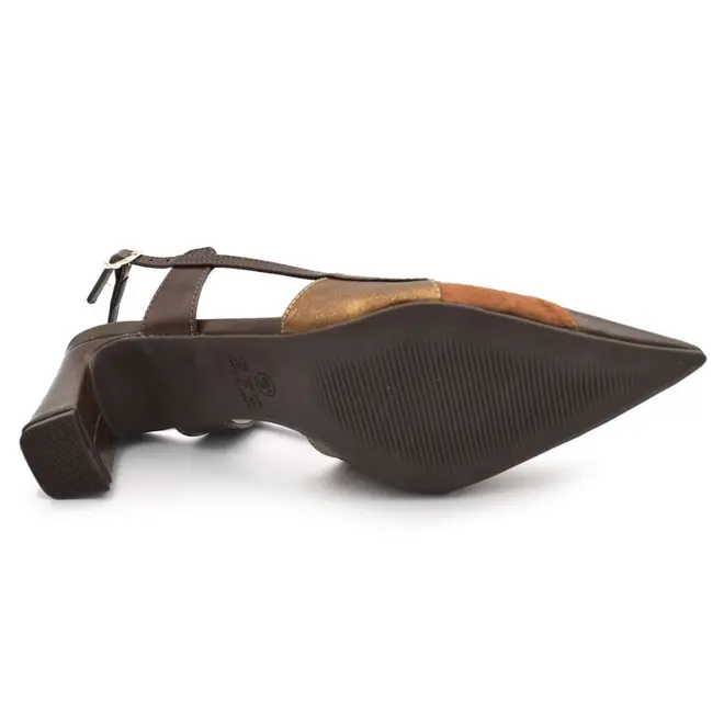 Scarpin Slingback de Salto Bloco Cazzualen Marrom 1079.9795
