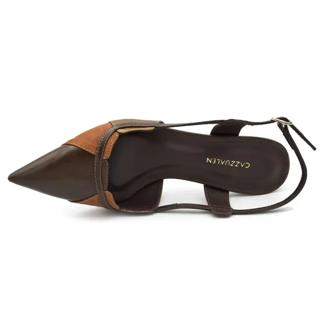 Scarpin Slingback de Salto Bloco Cazzualen Marrom 1079.9795