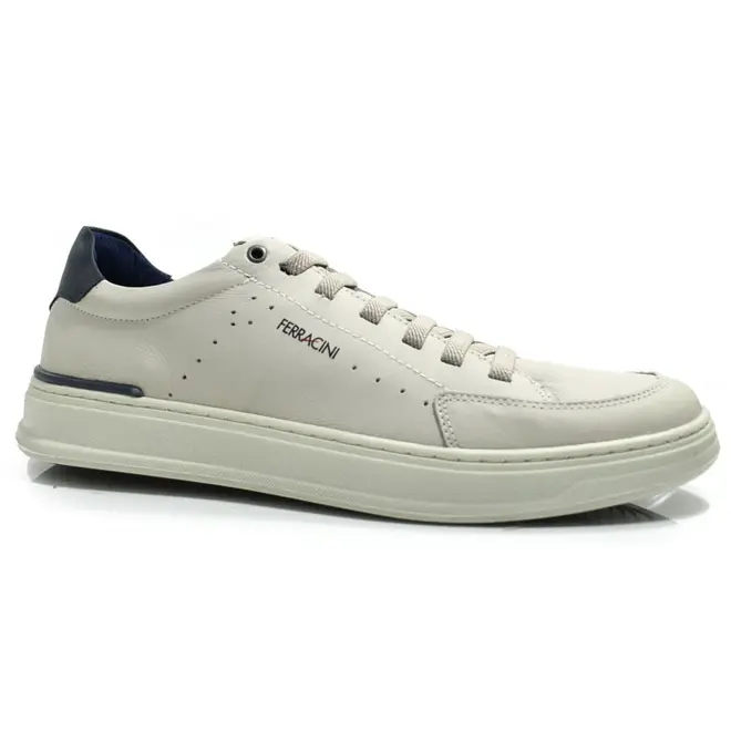 Tênis Masculino de Couro Ferracini Gold Off White 2074