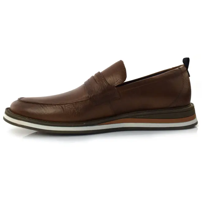 Mocassim Masculino de Couro Democrata Marrom 272103