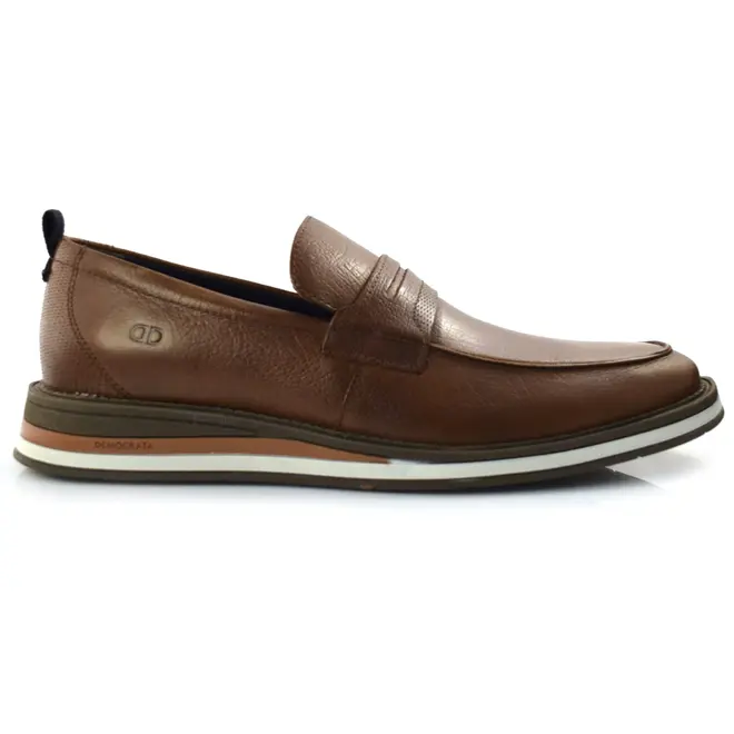 Mocassim Masculino de Couro Democrata Marrom 272103