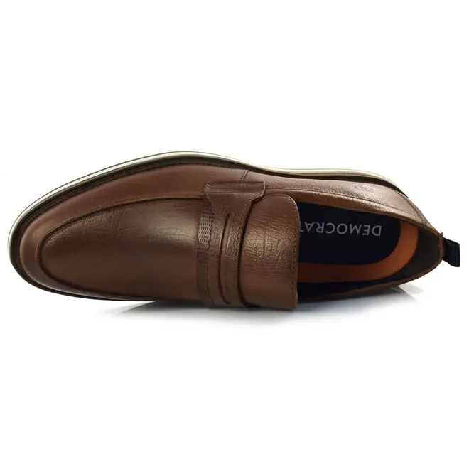 Mocassim Masculino de Couro Democrata Marrom 272103