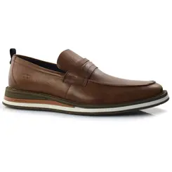 Mocassim Masculino de Couro Democrata Marrom 272103