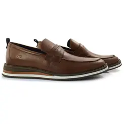 Mocassim Masculino de Couro Democrata Marrom 272103