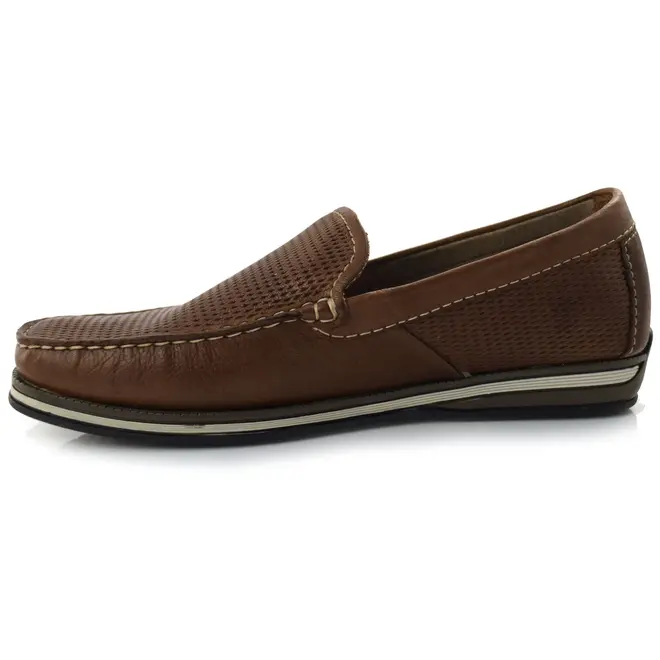 Mocassim Masculino de Couro Democrata Marrom 135201