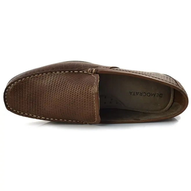 Mocassim Masculino de Couro Democrata Marrom 135201