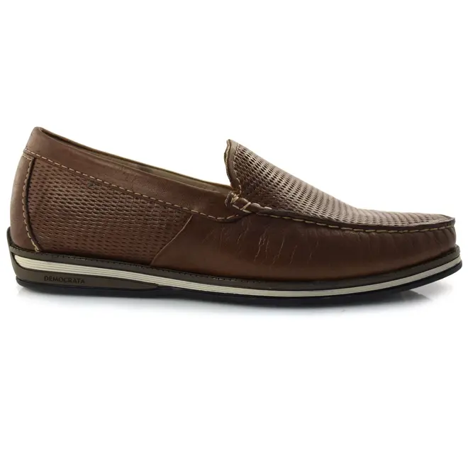 Mocassim Masculino de Couro Democrata Marrom 135201