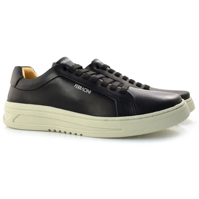 Tênis Masculino de Couro Ferracini Preto 9755