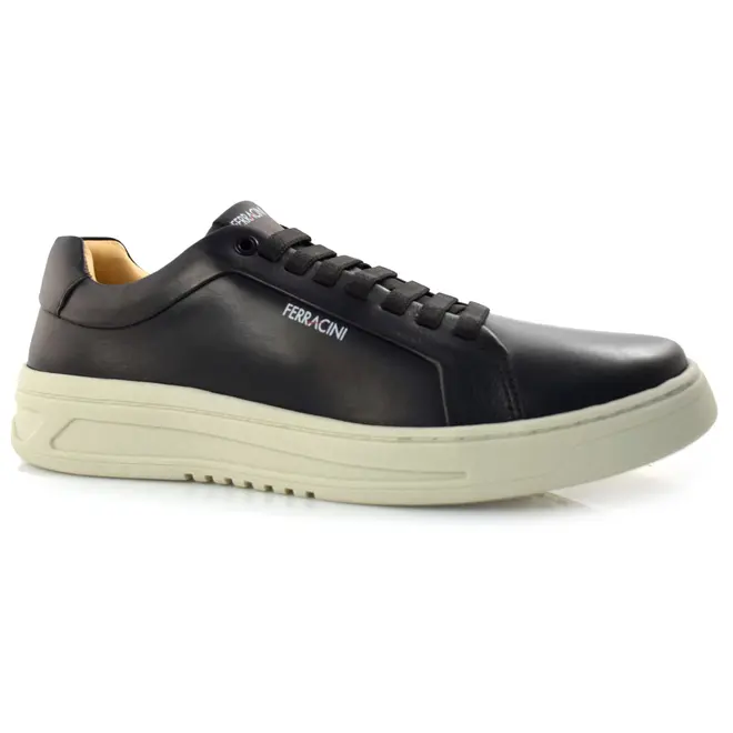 Tênis Masculino de Couro Ferracini Preto 9755