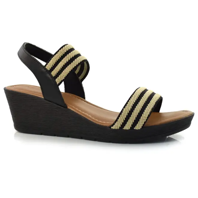 Sandália Anabela de Couro Usaflex Preto AB8704