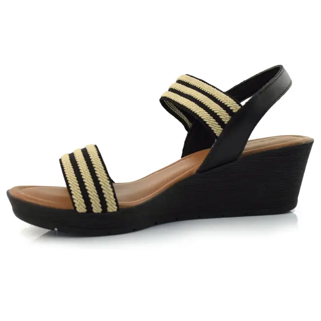 Sandália Anabela de Couro Usaflex Preto AB8704