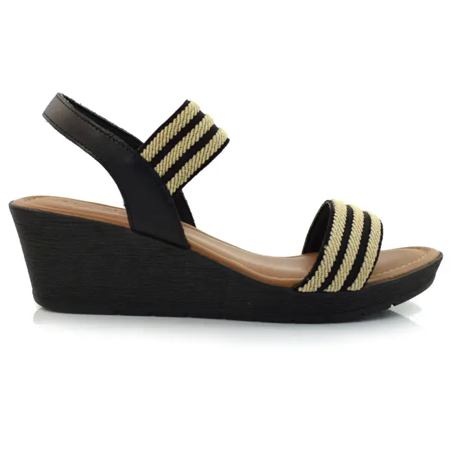 Sandália Anabela de Couro Usaflex Preto AB8704